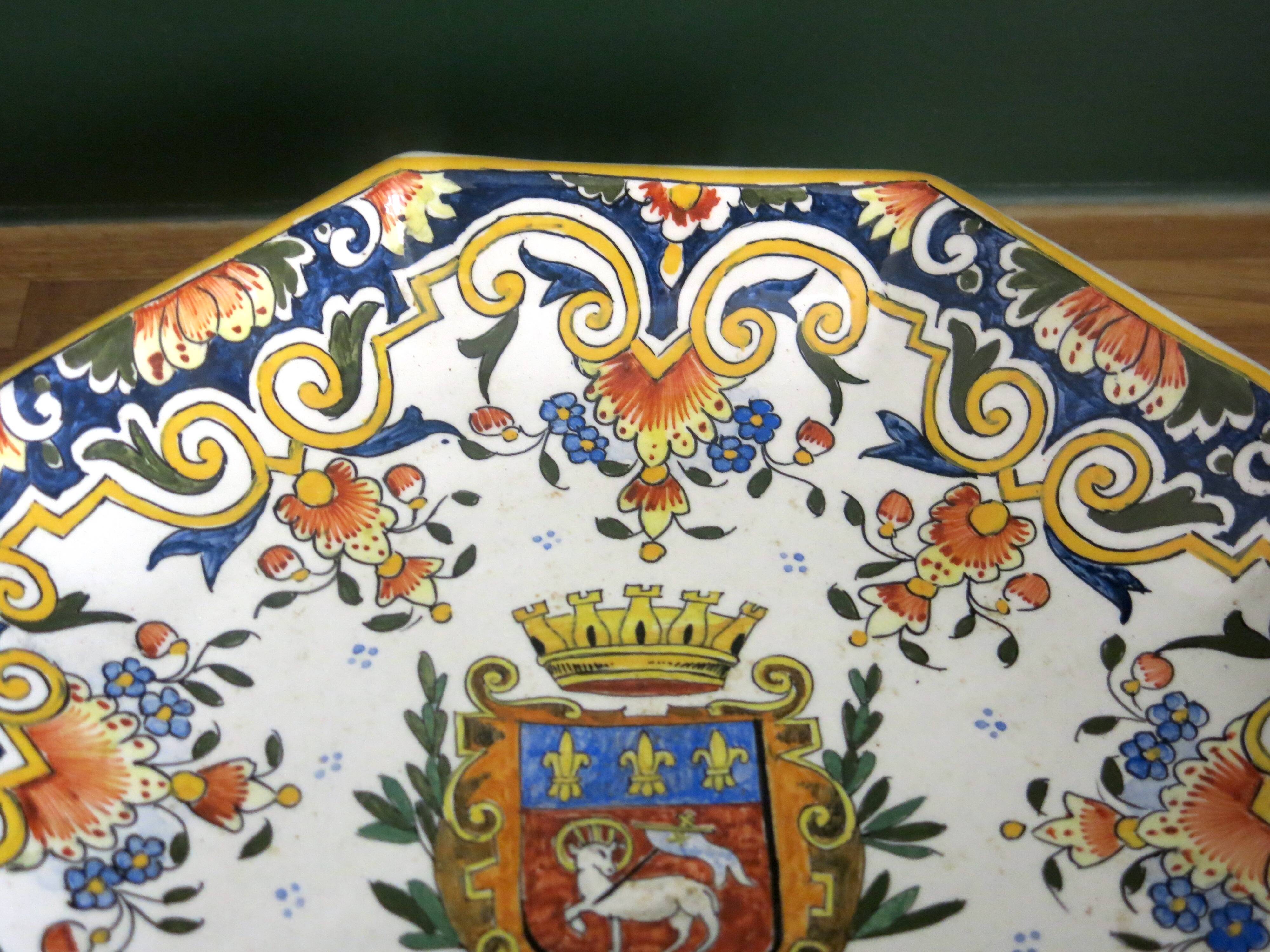 Rouen earthenware serving dish with handles in very good condition