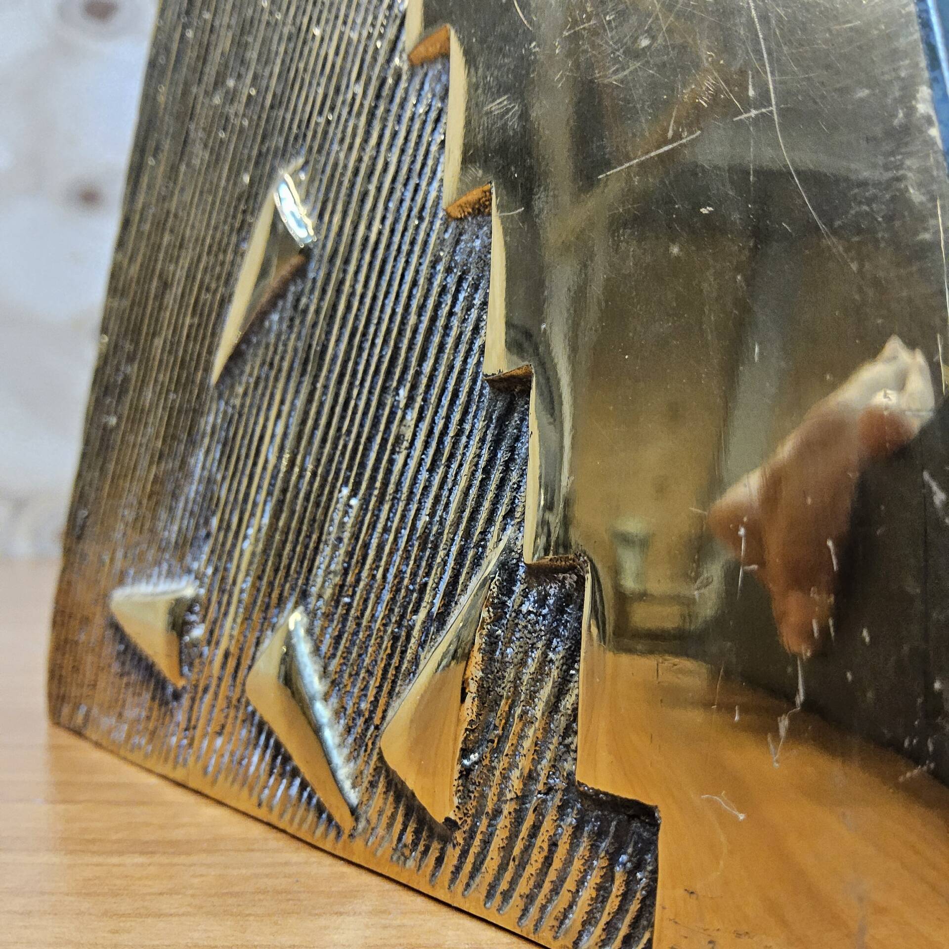 Unique vintage brutalist brass / bronze coloured vase