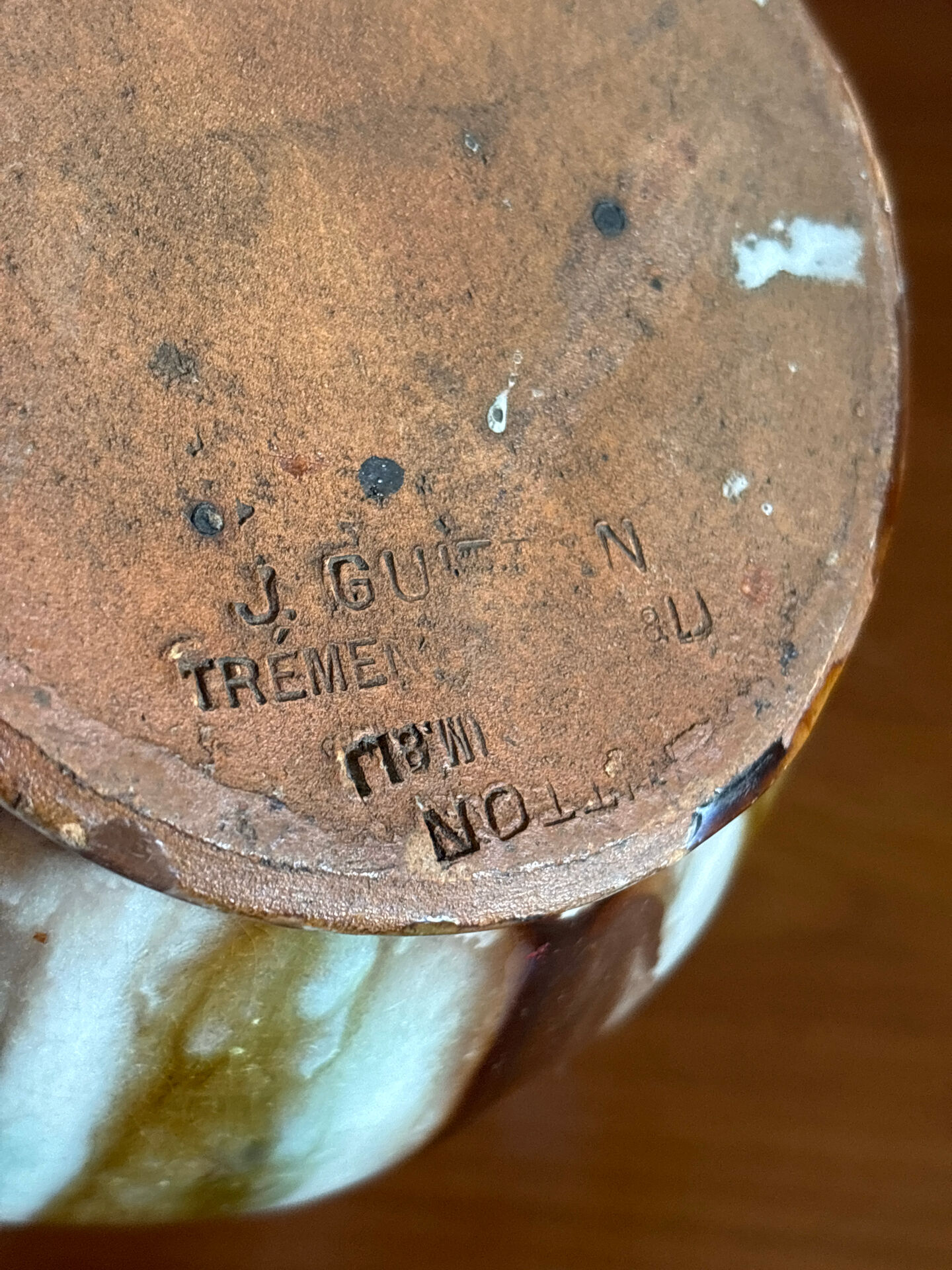 Glazed stoneware tulipiere signed