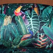 Vintage mini canapé in Birds of Paradise fabric
