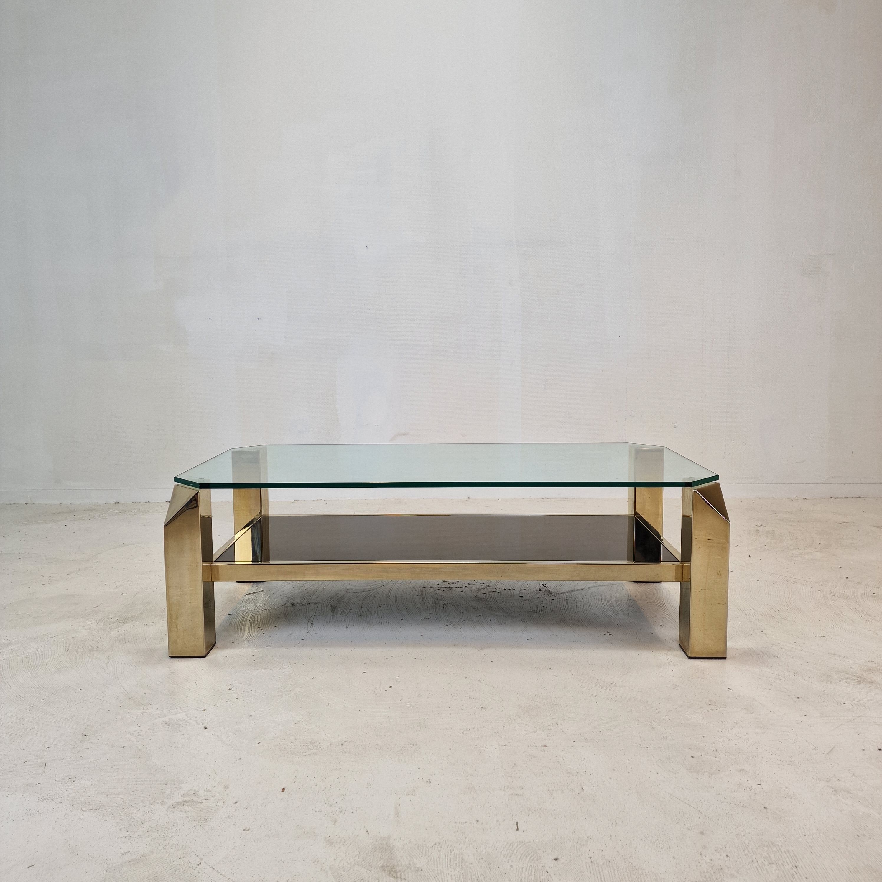 Belgo chrom coffee table 23kt gold plated, 1970's
