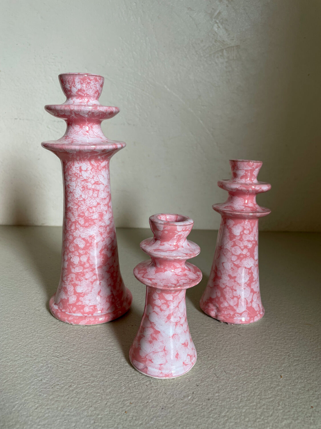 Set of ceramic candle holders tamegroute pink