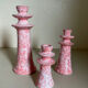 Set of ceramic candle holders tamegroute pink