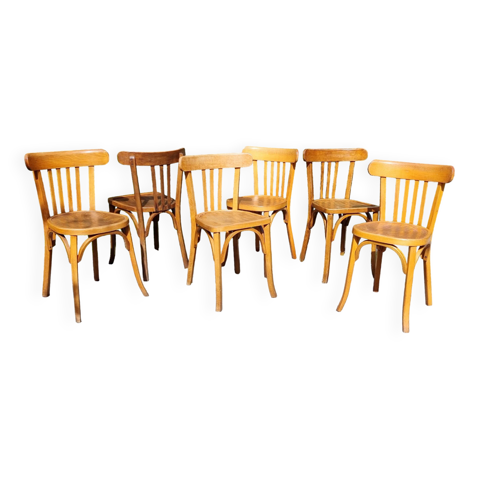 6 bistro chairs including Baumann from the 50s