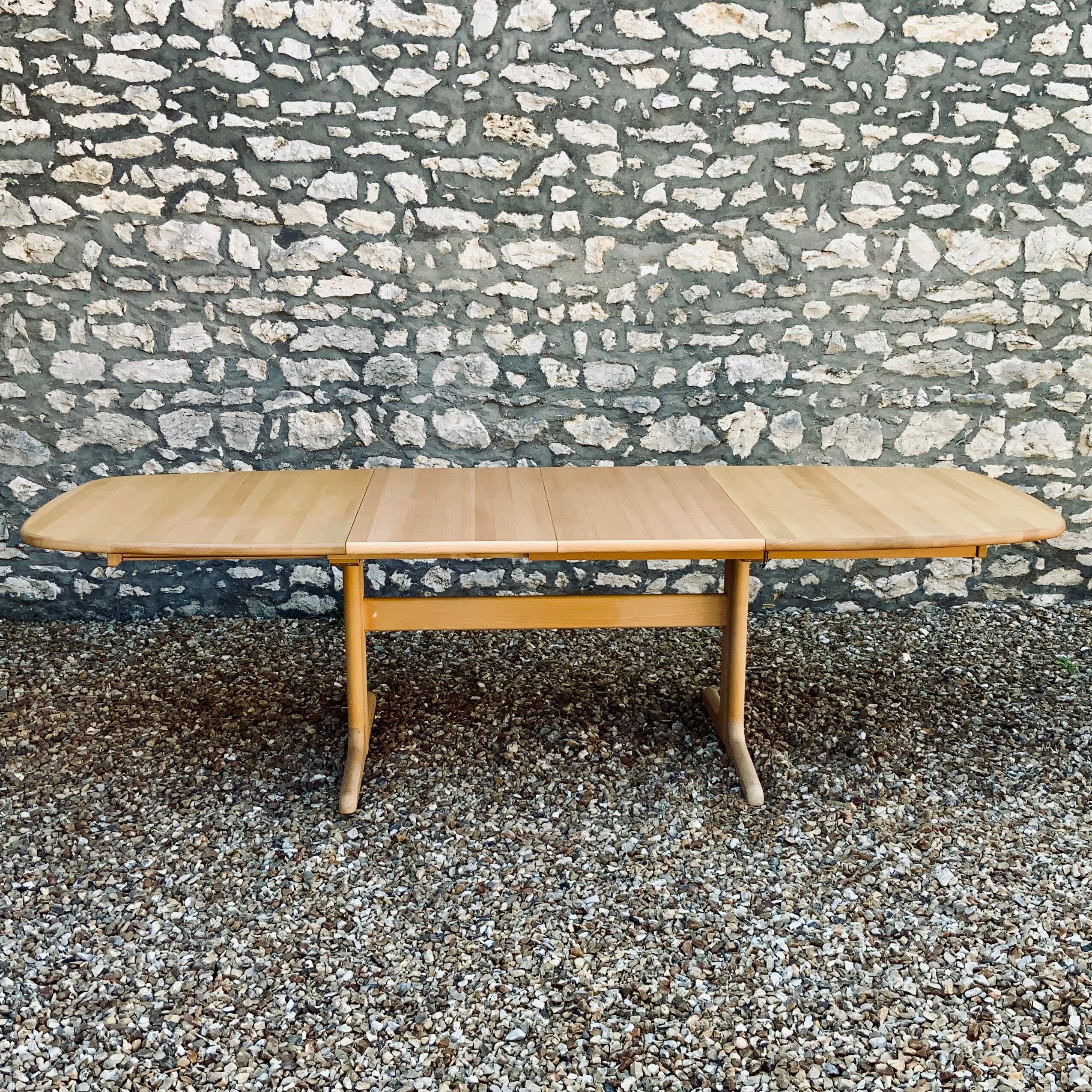 Scandinavian Design Extension Table 1960/70 In Solid Beech