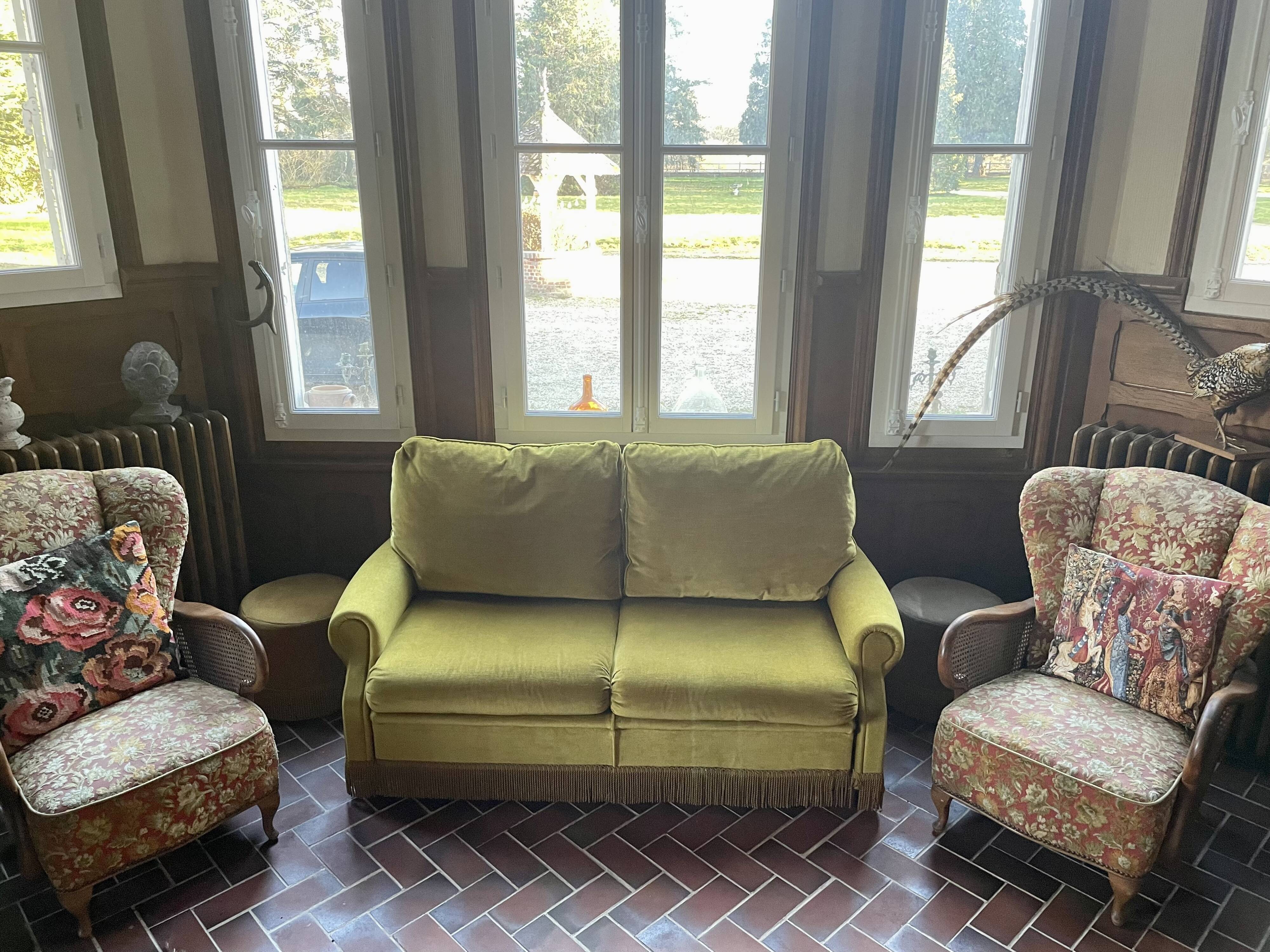 Vintage velvet sofa bed