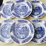 6 Assiettes plates porcelaine Pyroplan