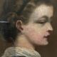 HST/P painting "Family portrait, Young woman" 19th century + frame