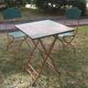 Mid century distressed painted iron garden table and 2 chairs, 1960s