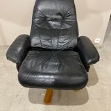 Scandinavian black leather relax armchair