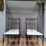 Series of 4 black metal chairs