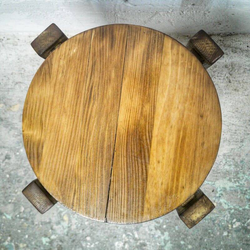 Brutalist pine stool