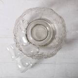 Vintage Glass Decanter / Roses Patterned Wine Carafe / Empoli  Italy  1950s