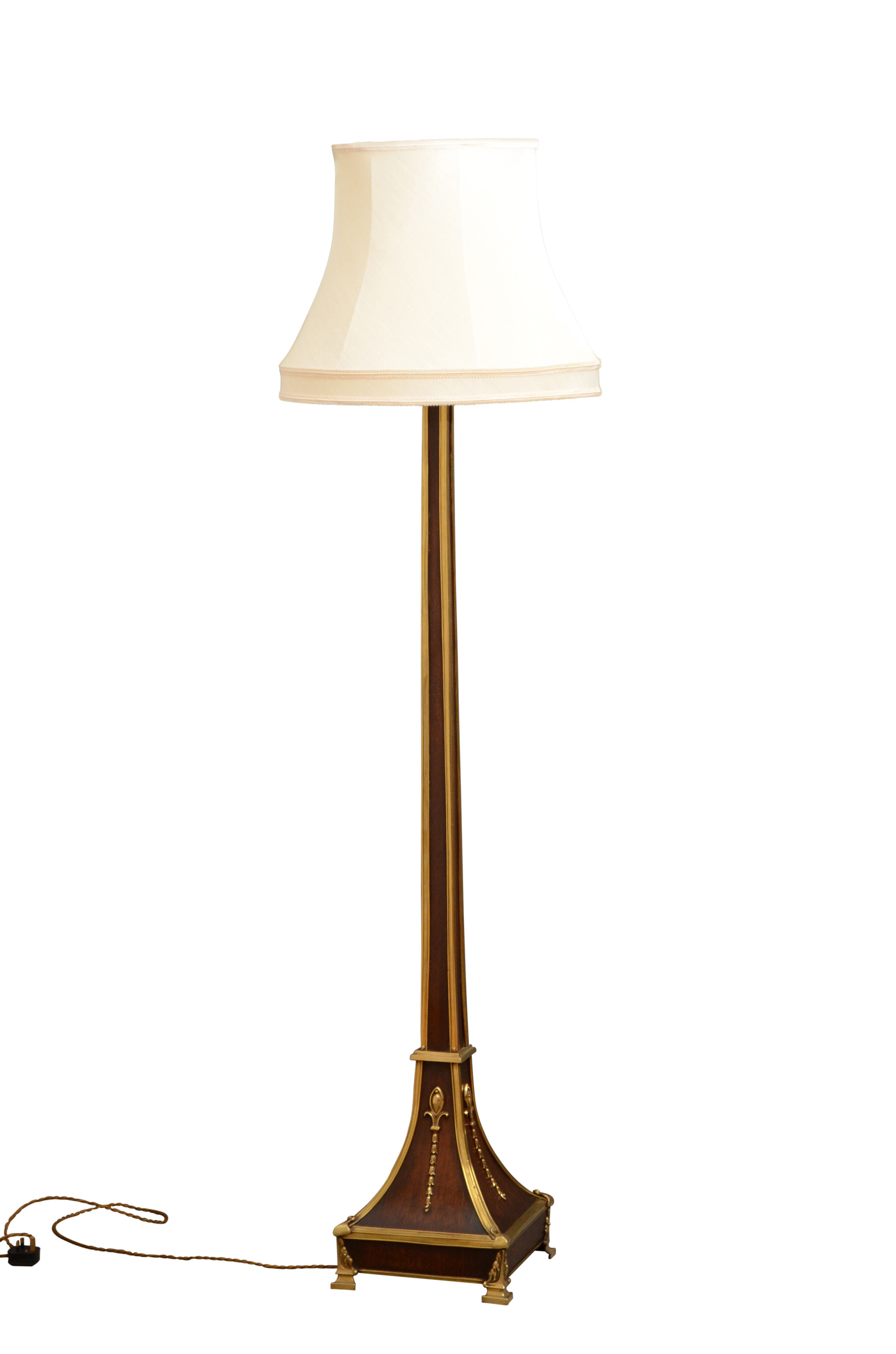 Early XXth century rosewood and brass floor lamp