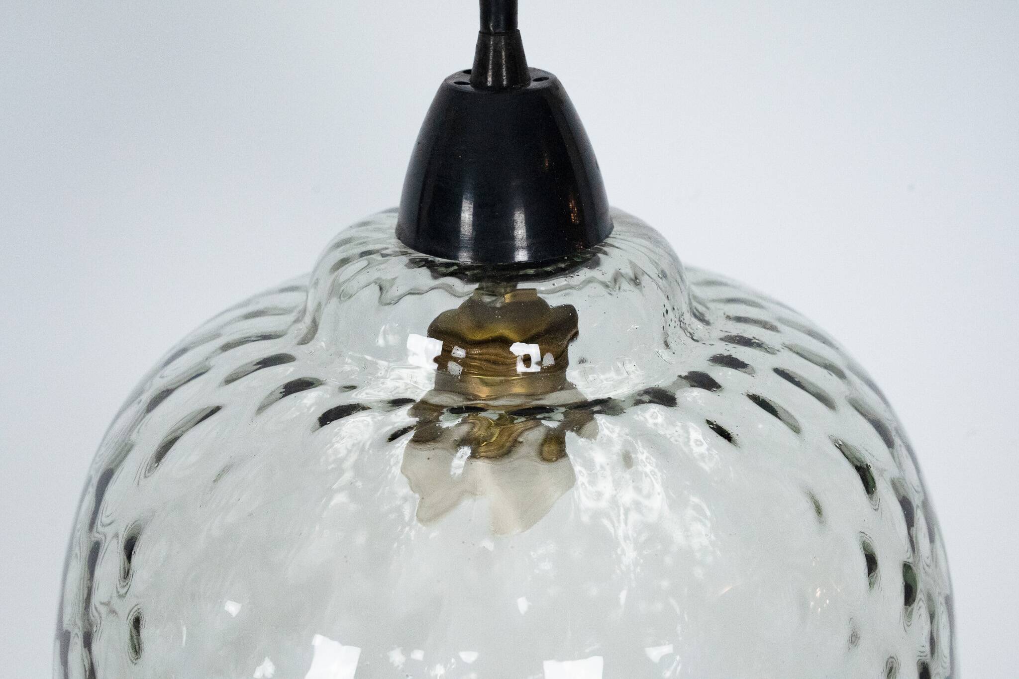 Pair of Mid-Century pendant lamps in smoked Murano glass, Italy, 1950s