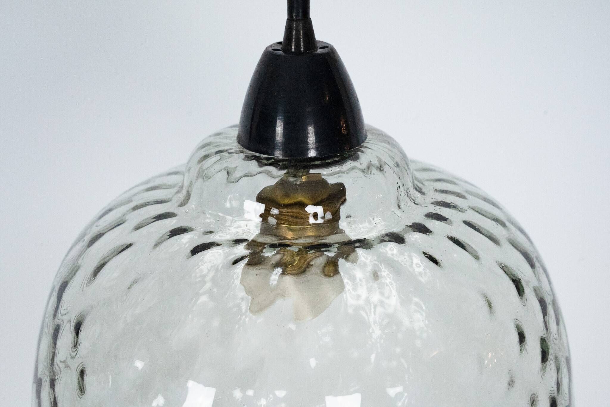 Pair of Mid-Century pendant lamps in smoked Murano glass, Italy, 1950s