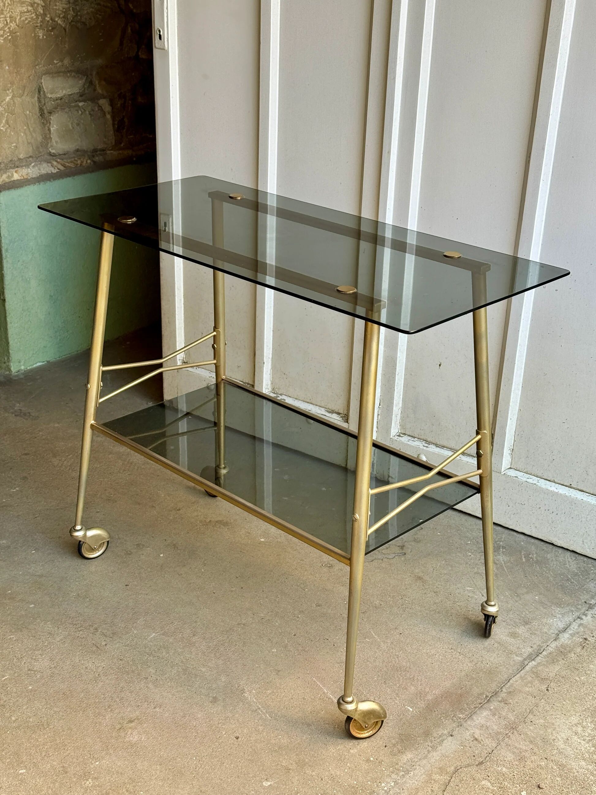 Double tray dessert in smoked glass