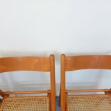 Set of 4 vintage folding chairs from Habitat made of beech wood and caning.
