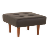 Mid century large ottoman in black leather, 1970s