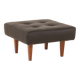Mid century large ottoman in black leather, 1970s