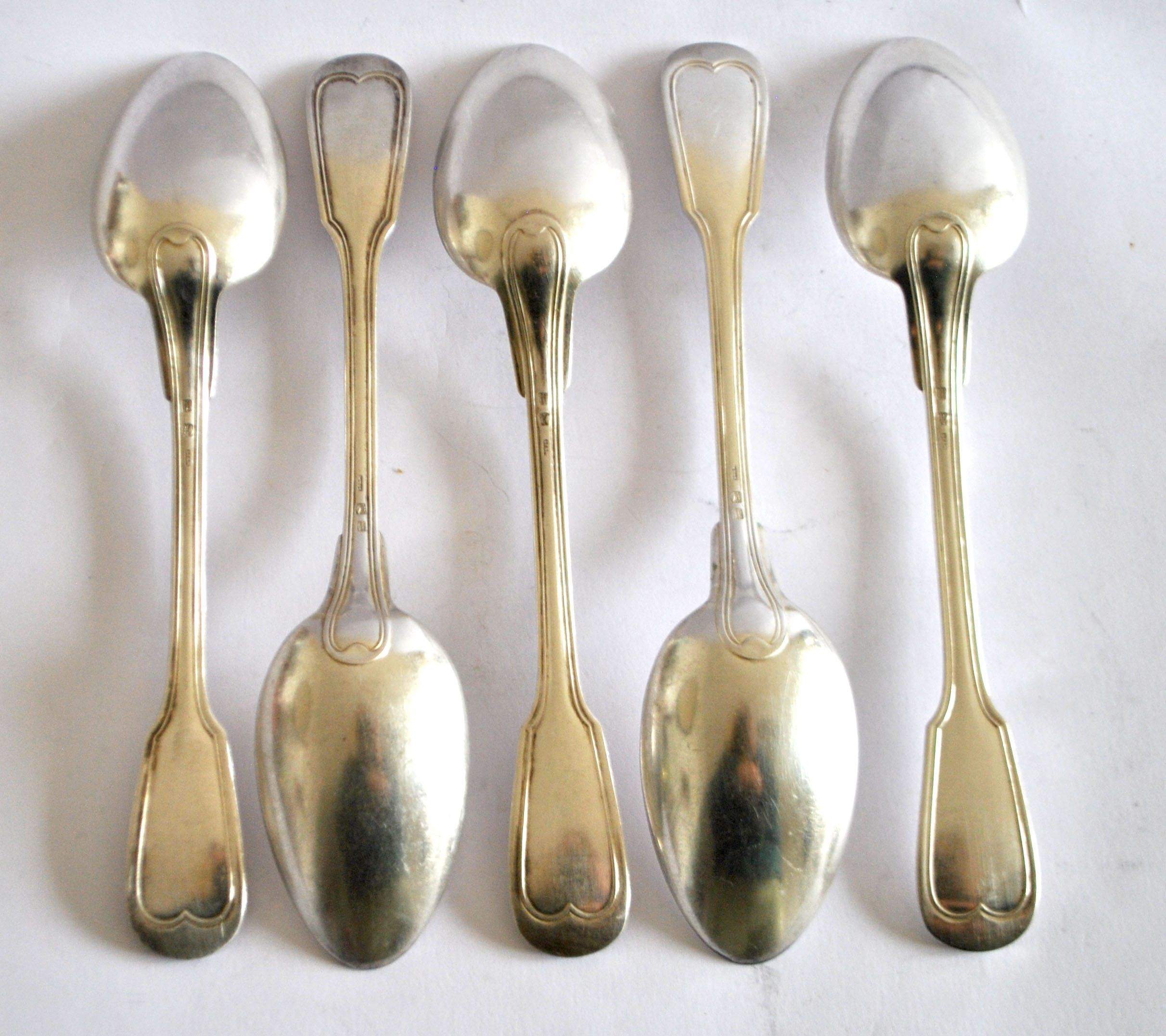 SFAM set of 5 CHINON silver-plated table spoons, antique style, 21cm