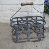 Zinc bottle holder and 6-compartment wooden handle