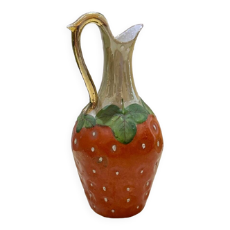 Pichet vase vintage en céramique fraise