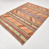 Tapis Kilim Vintage tissé à la main 6x8, 177x242Cm