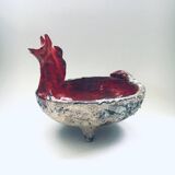 Mid-Century Art Ceramic Mystical Figural Dish, Belgium, 1960s