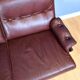Mid Century Retro Swedish Burgundy Leather Arne Norell 3 Seat Sofa 70s
