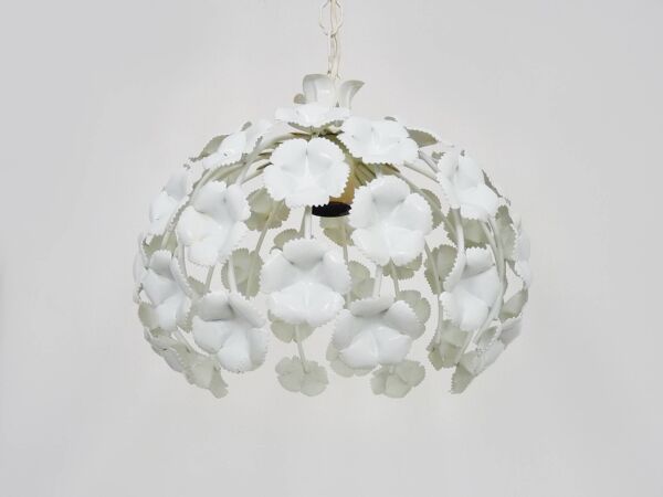 Suspension en métal blanc suspension florale. Années 70