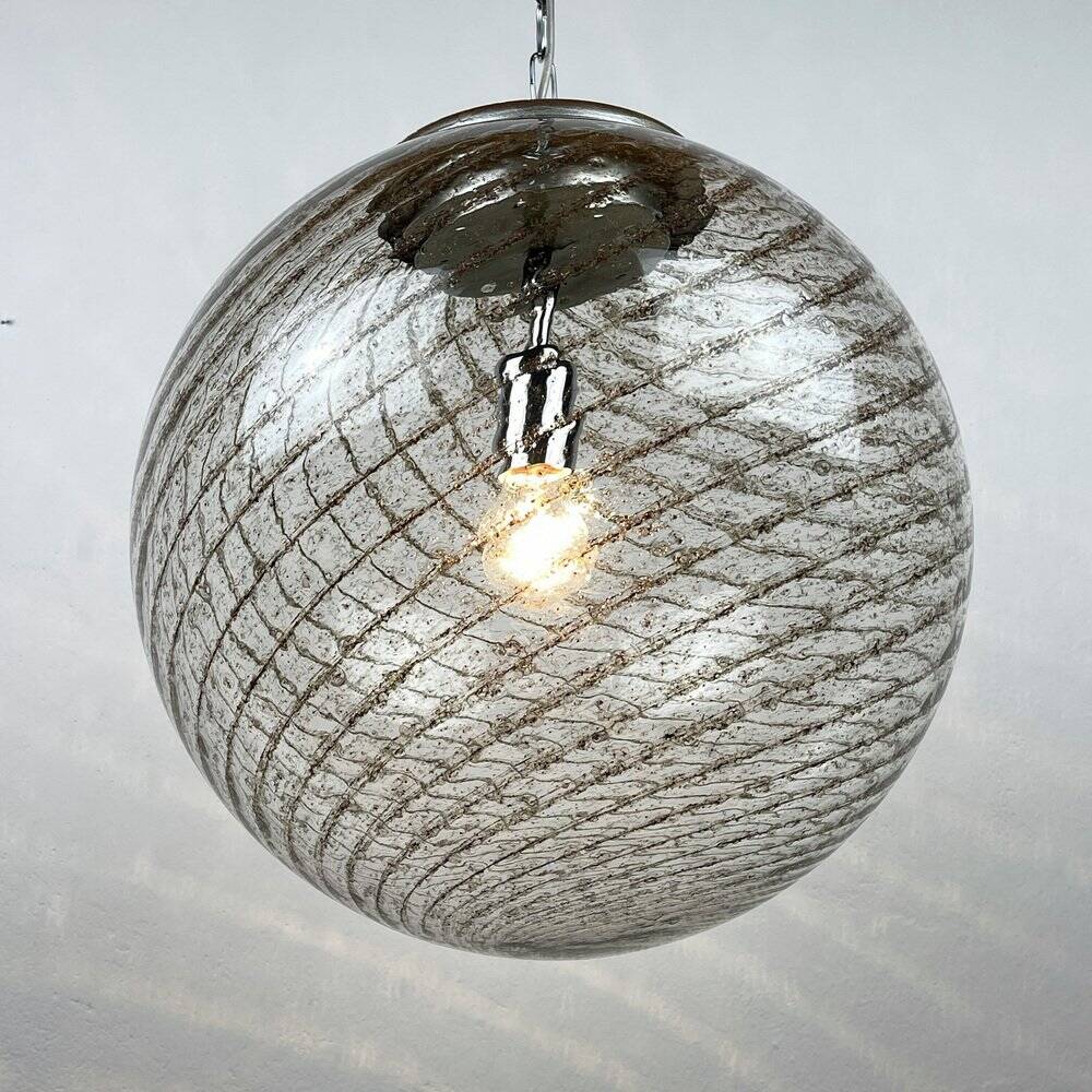 Vintage swirling Murano glass pendant lamp La Murrina, Italy, 1970s