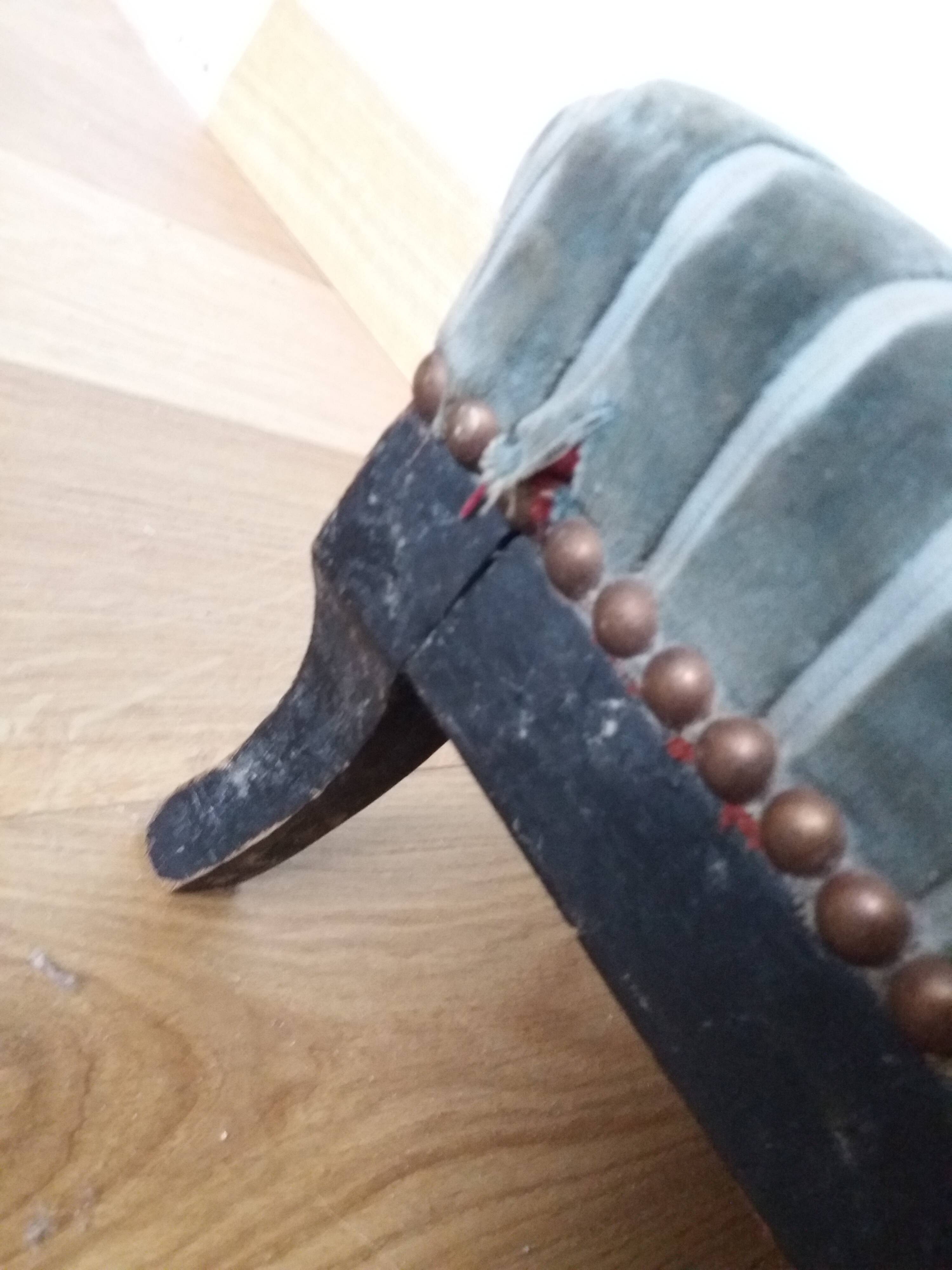 Wooden and velvet footrest