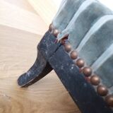 Wooden and velvet footrest