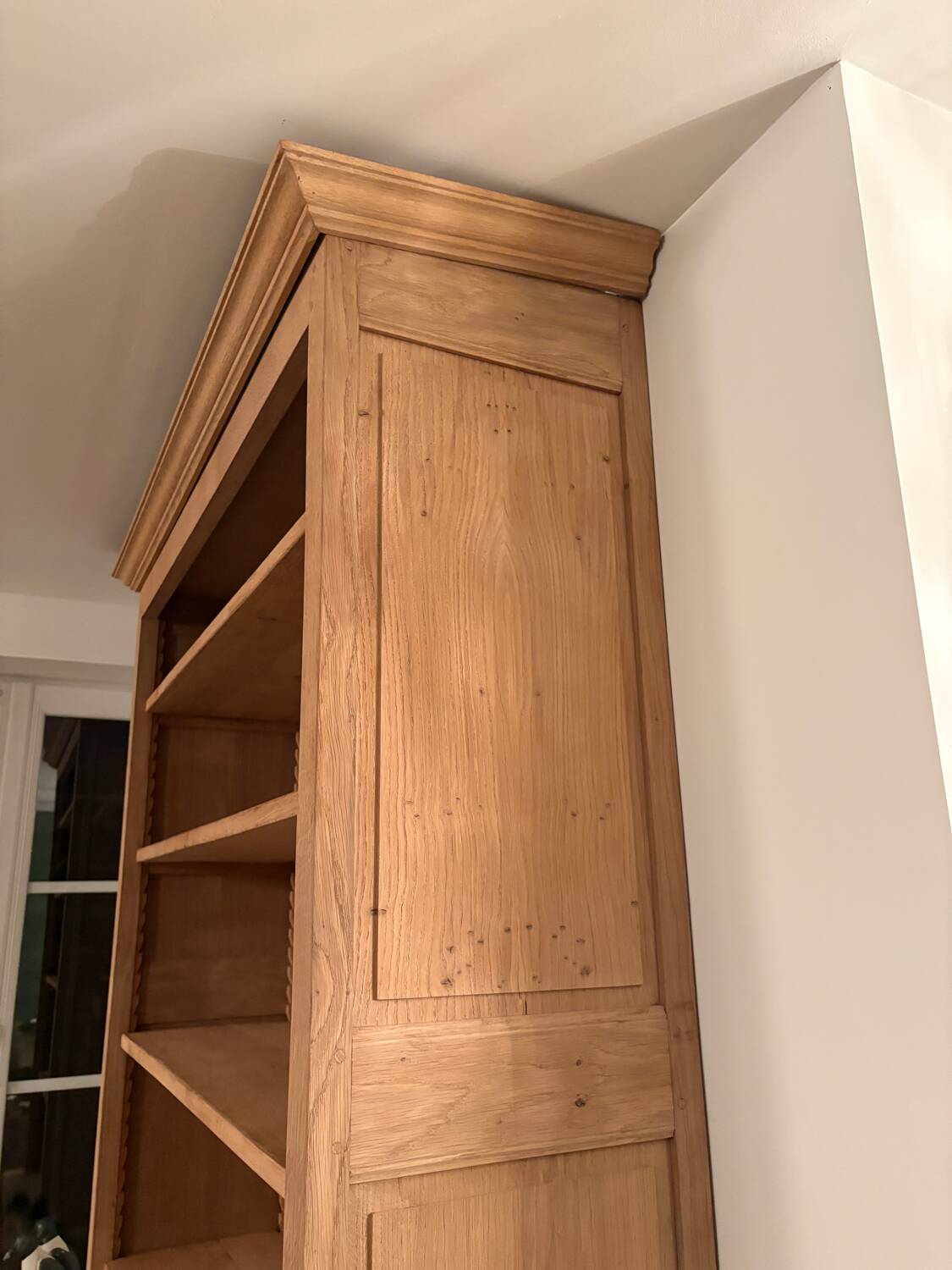 Solid oak library sandblasted