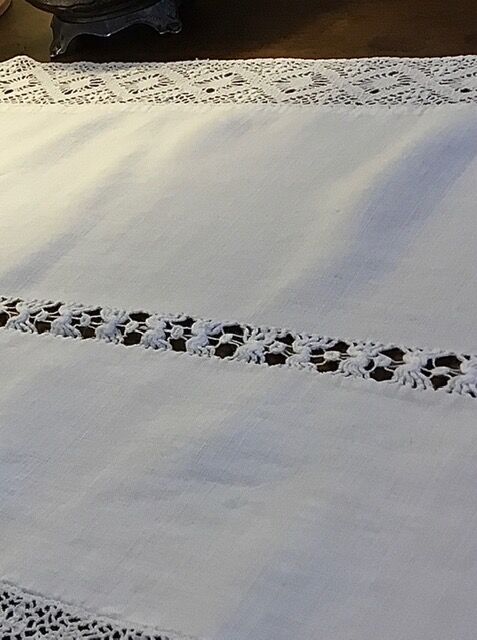 Old furniture top embroidery with spindle
