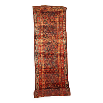Handmade antique Persian Kurdish runner 3.6' x 17.8' (109cm x 542cm) 1880s - 1B445