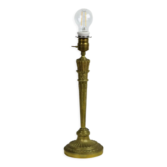 Lampe de table ancienne en laiton porcelaine cuivre style empire france 40cm