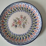 Assiette faïence peinte à la main, bouquet fleuri