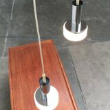 Suspended glass and chrome lamps model P105 German Mid-Century Space Age from the 1960s by Staff, set of 2.