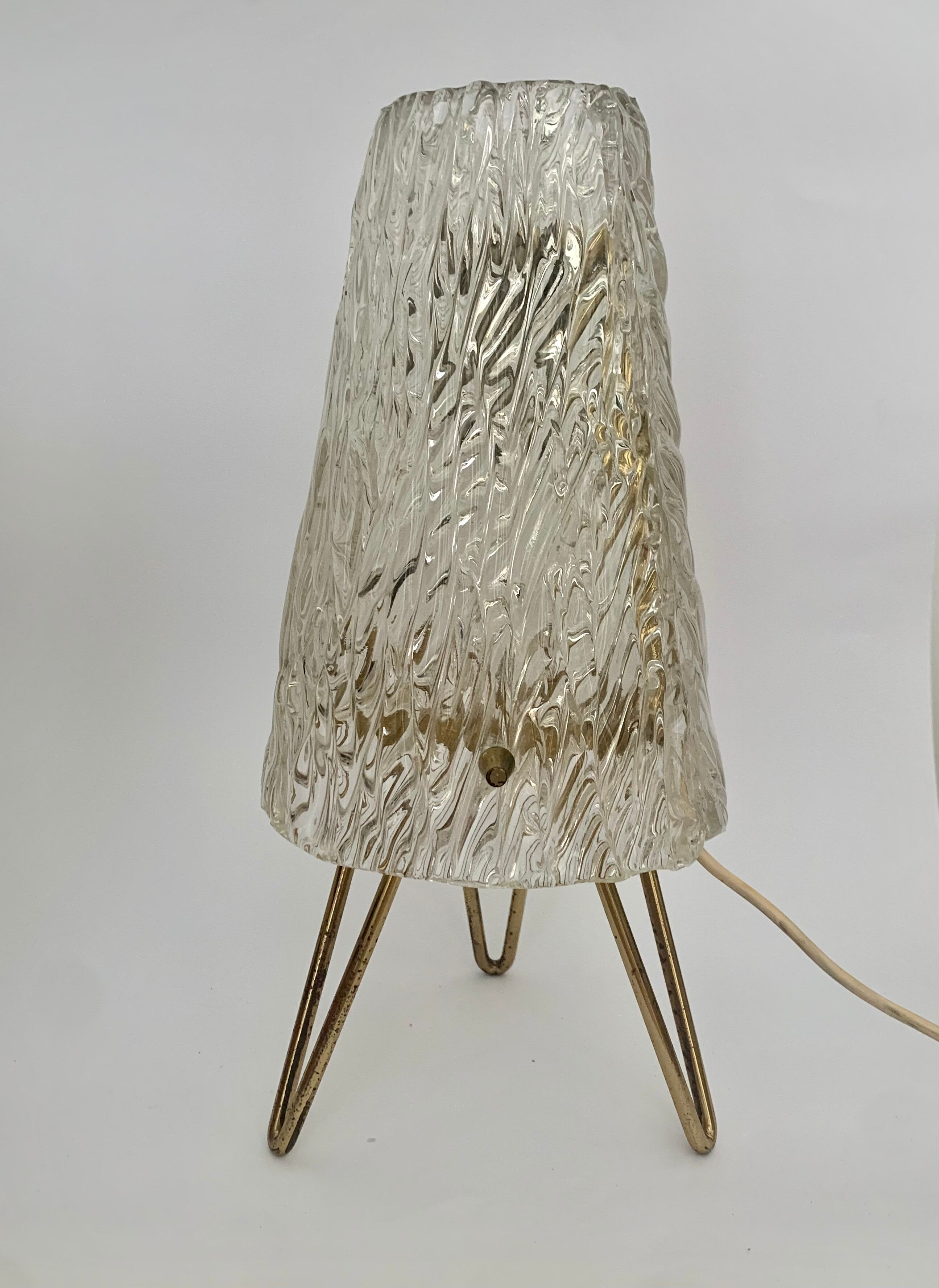 Ice Glass Table Lamp by J.T. Kalmar, Austria