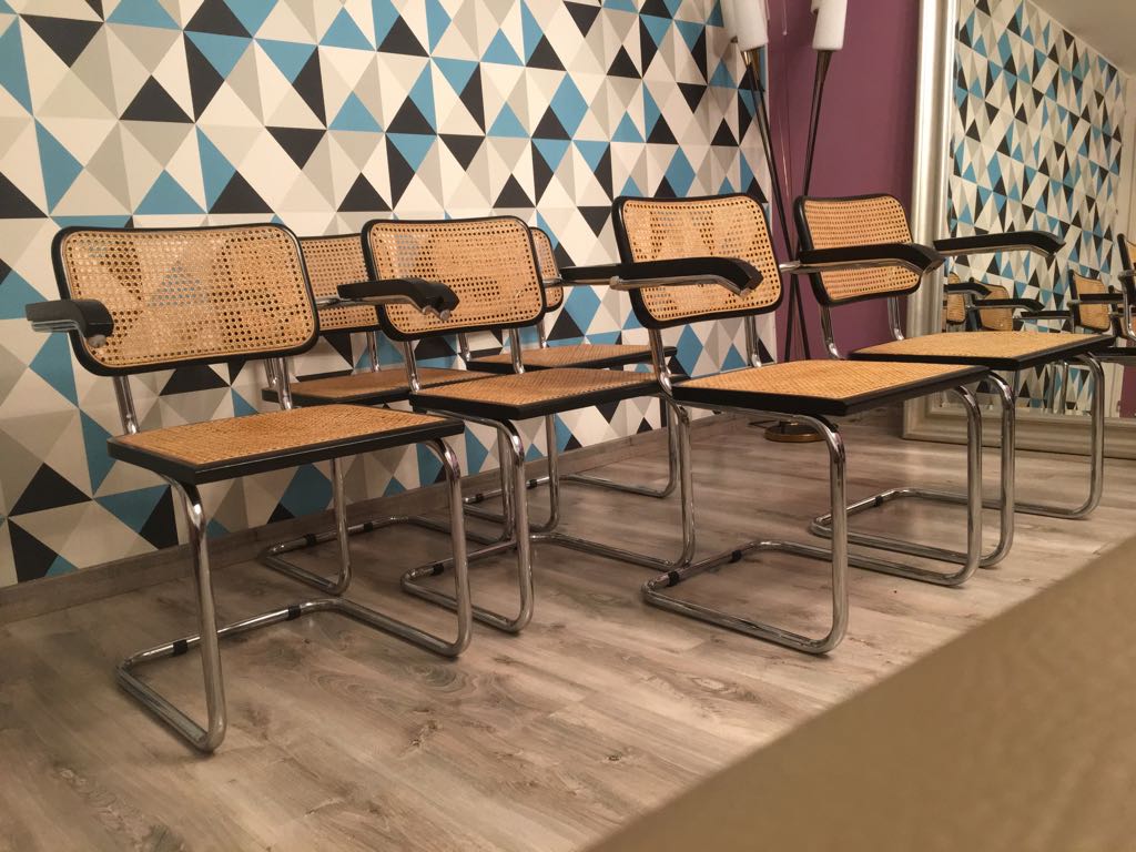 Set of 6 armchairs Marcel Breuer b64 vintage made in italy