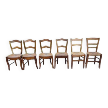 6 antique rush chairs