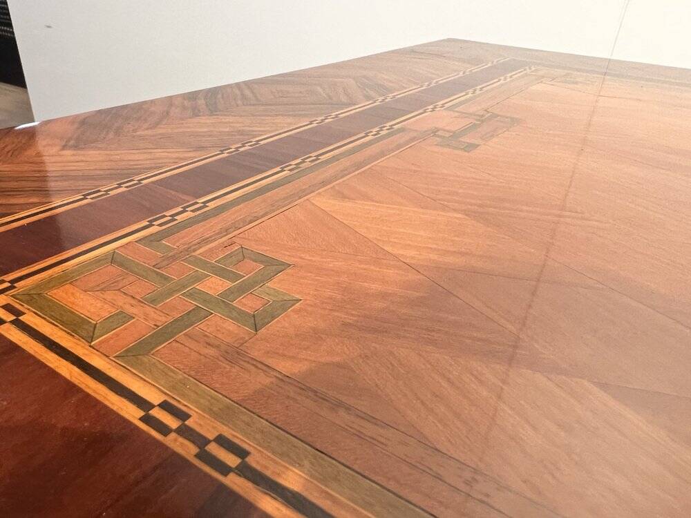 Austrian Louis XVI Commode in Walnut Veneer with Inlays and Gold Plate, 1790s