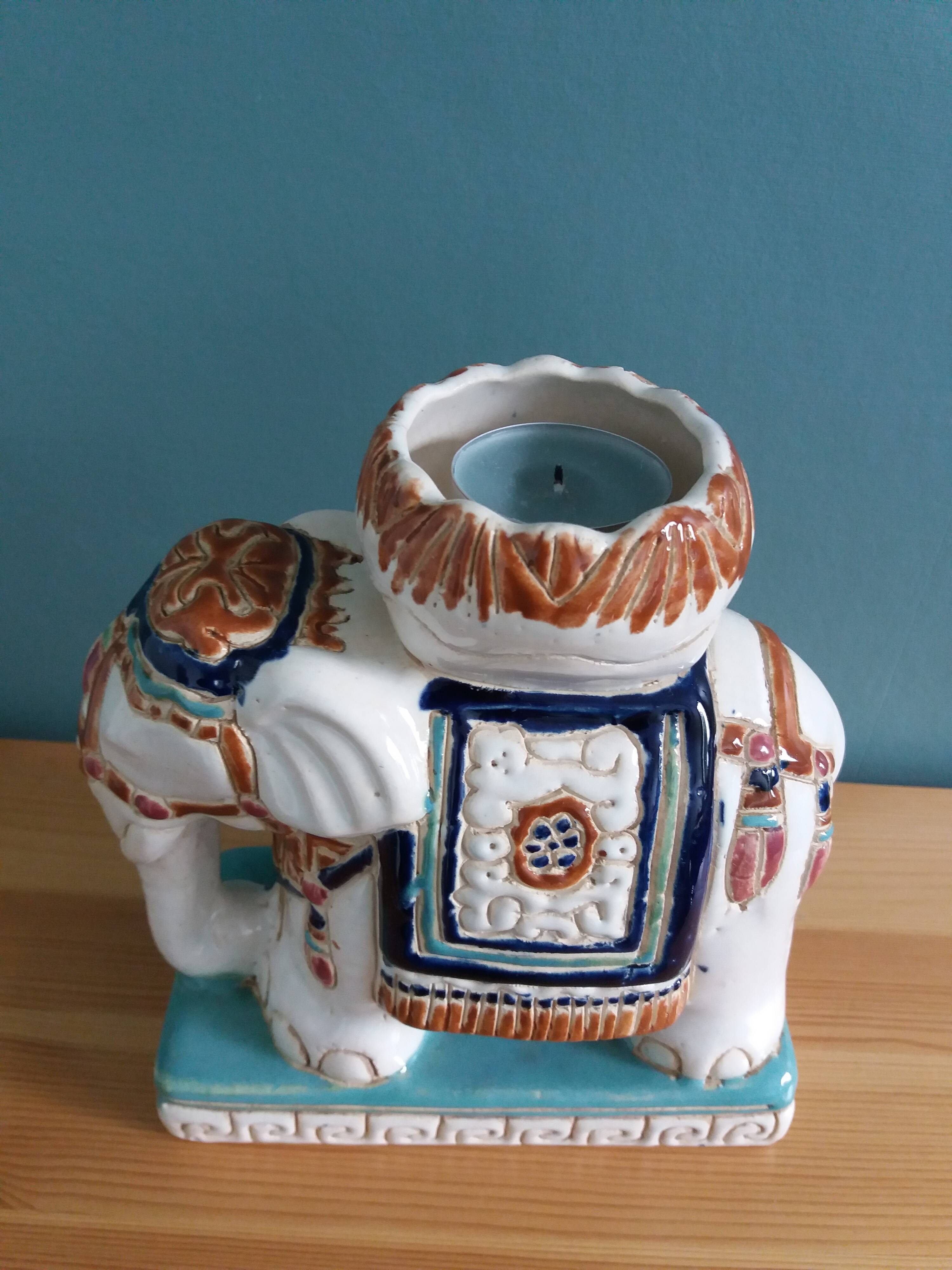 Elephant signed plant holder or candle holder