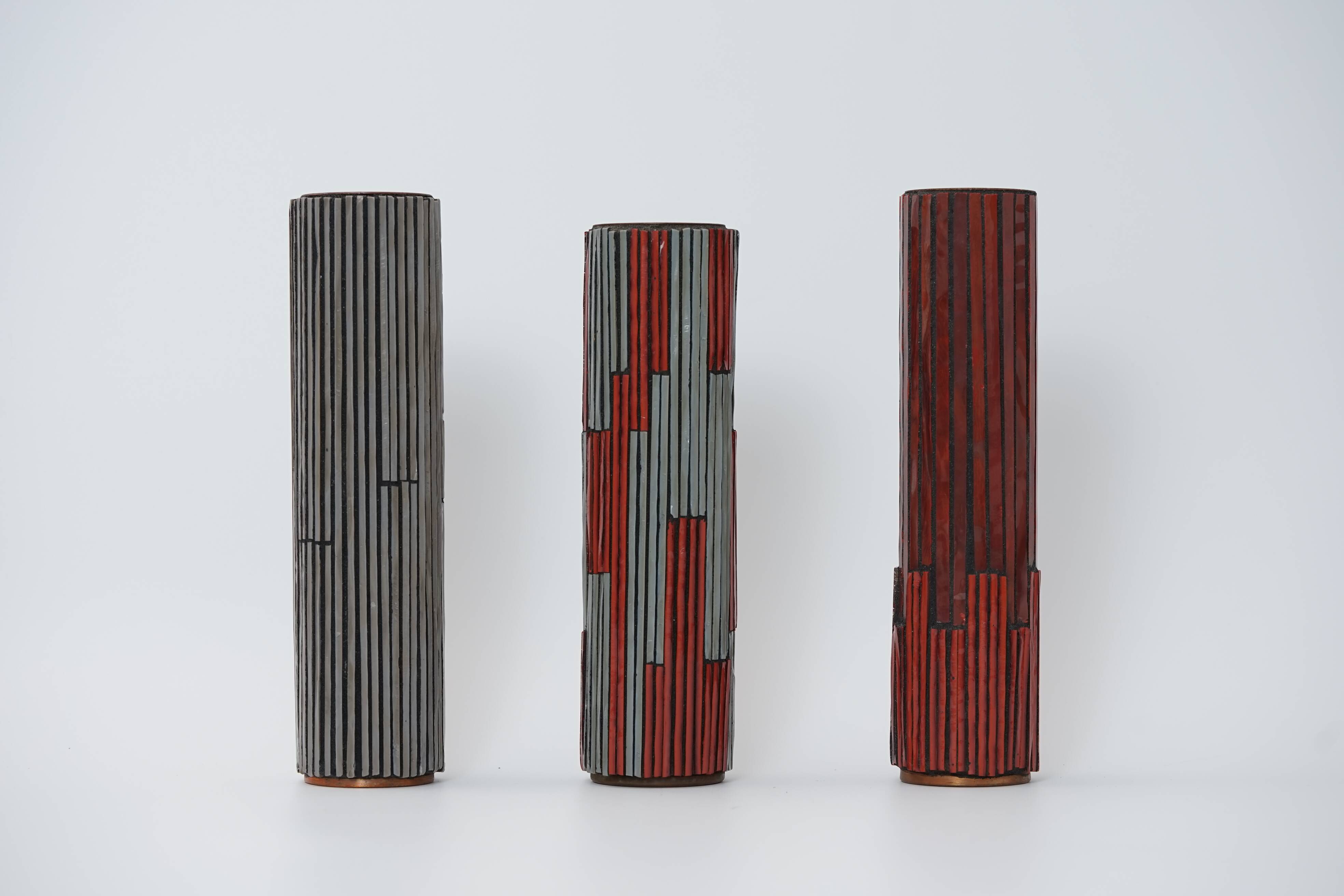 Vintage Pottery Mosaic Vases by W. Zimmermann for Ritter