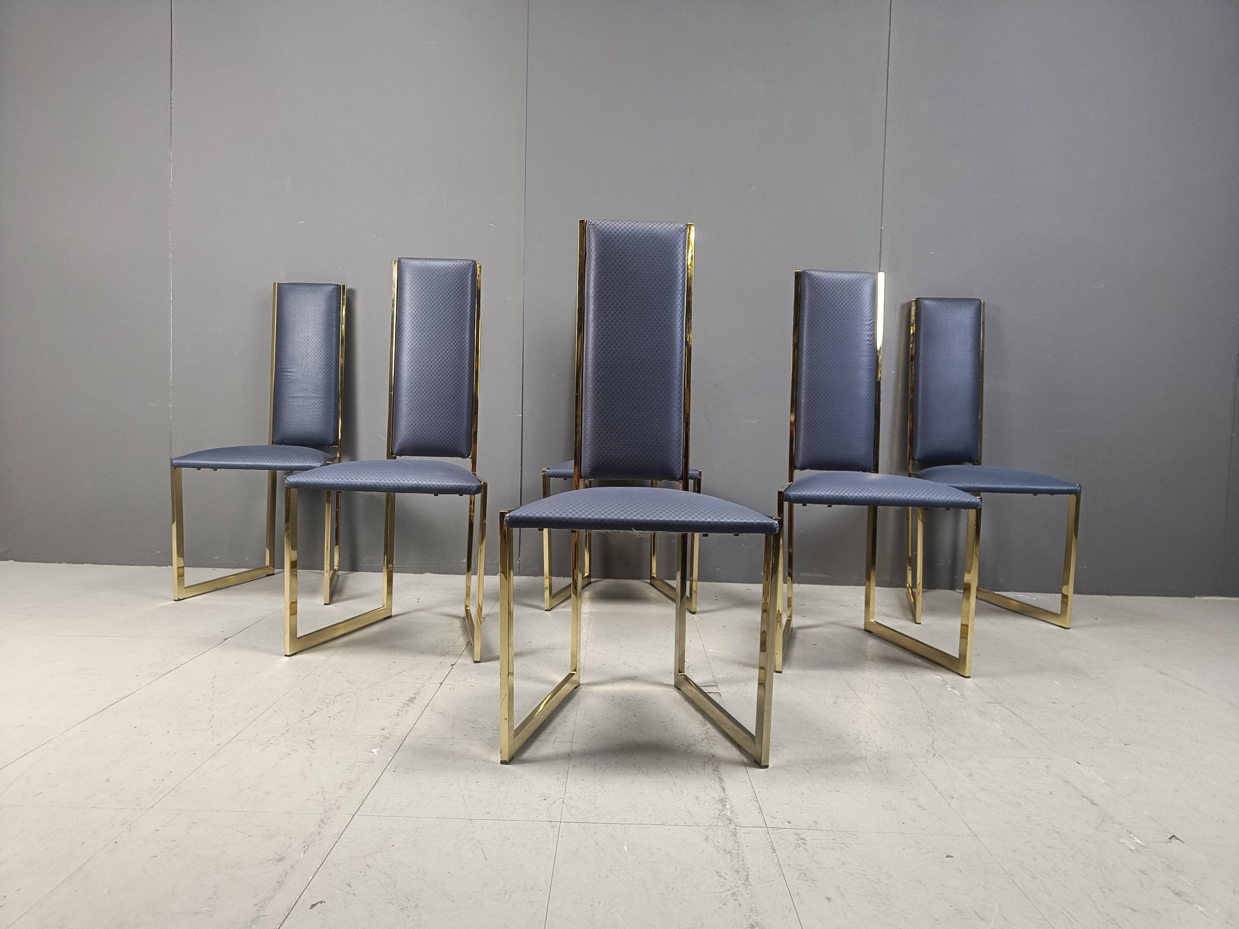 Vintage brass dining chairs set of  6 - 1970s
