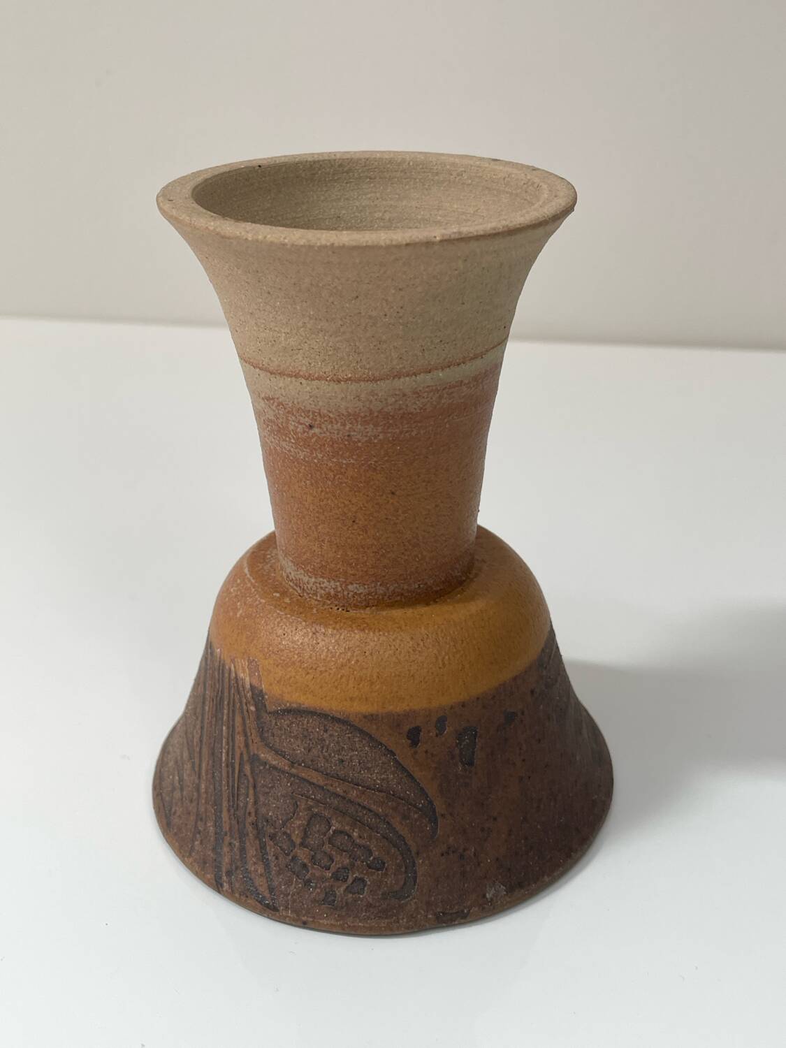 Vintage Scandinavian stoneware chalice cup, Höganäs style, 1960s.