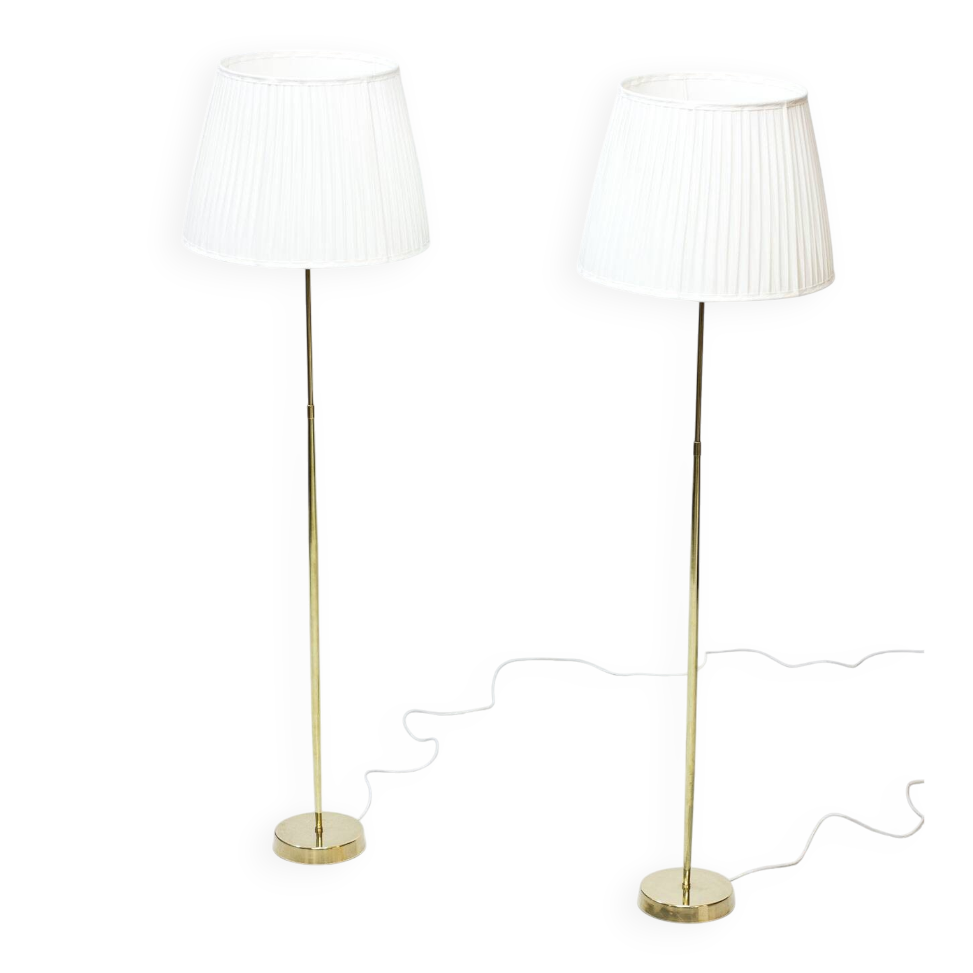 Pair of brass floor lamps by ASEA Belysning, Sweden, 1950s