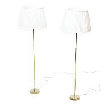 Pair of brass floor lamps by ASEA Belysning, Sweden, 1950s